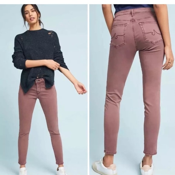 AG Adriano Goldschmied Abbey Ankle Purple Mid-Rise Ankle Jeans women’s size 31 R - Picture 1 of 6